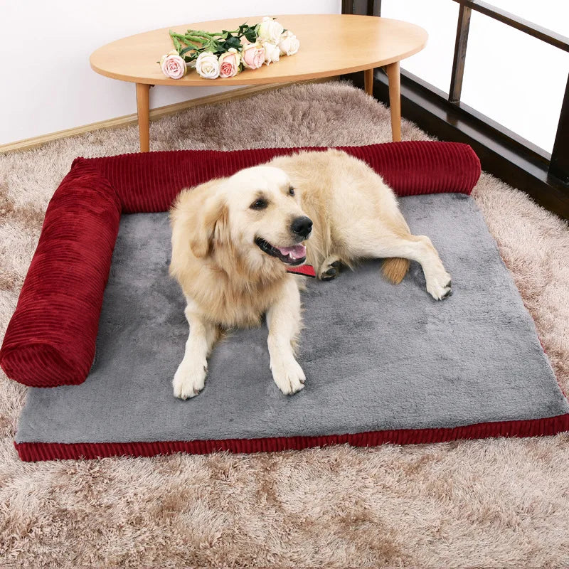 Warmes Cord Sofa Hundebett & Katzenhaus – Gepolsterte Plus-Size Hundematte für Kleine, Mittlere & Große Haustiere | Weicher Winterkorb | Haustier Sofa Haus