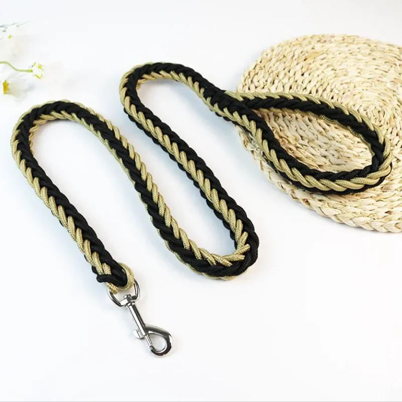 130cm Super Starke Nylon Hundeleine mit Verstellbarem Canvas Doppelreihen-Halsband – Für Mittelgroße und Große Hunde