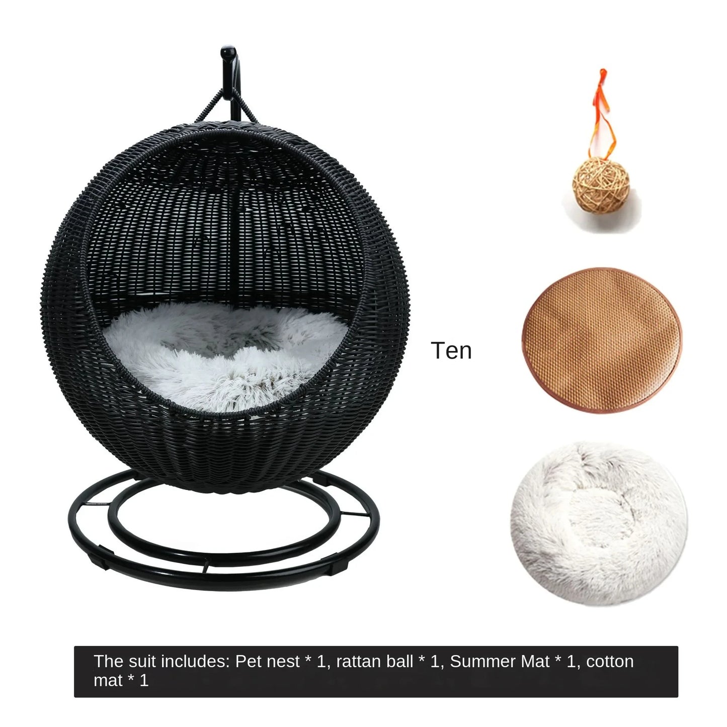 Vierjahreszeiten Rattan Haustierkennel – Kühles Sommer Katzen- & Hundekörbchen mit Hängefunktion | Universelle Haustiermatte für Ganzjährigen Komfort