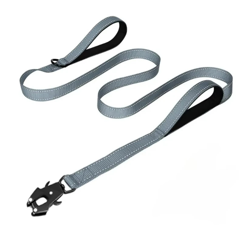 Robuste Reflektierende Nylon Hundeleine – Outdoor-Leine mit Weich Gepolsterten Zwei Griffen und Auto-Lock Frog Clip