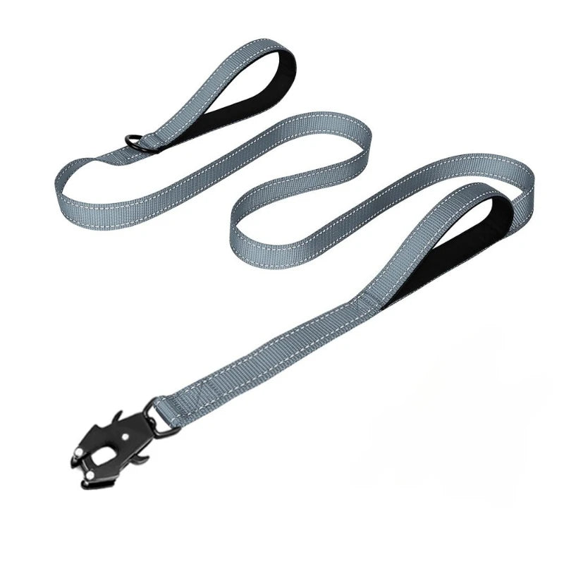 Robuste Reflektierende Nylon Hundeleine – Outdoor-Leine mit Weich Gepolsterten Zwei Griffen und Auto-Lock Frog Clip