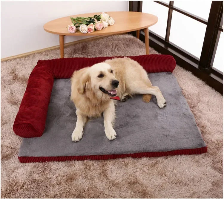 Warmes Cord Sofa Hundebett & Katzenhaus – Gepolsterte Plus-Size Hundematte für Kleine, Mittlere & Große Haustiere | Weicher Winterkorb | Haustier Sofa Haus