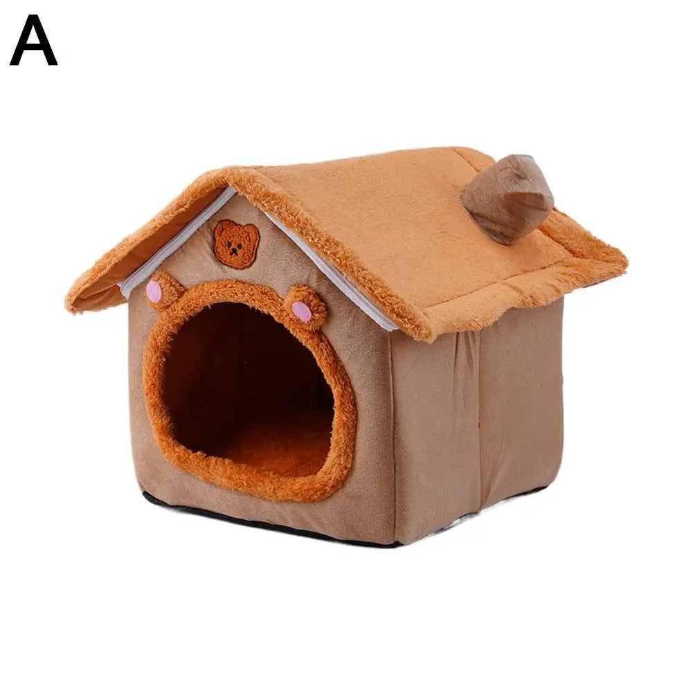 Faltbares Hunde- & Katzenhaus – Warmes Winter Haustier Nest mit Weicher Matte | Gemütliche Höhle für Kleine & Mittelgroße Haustiere