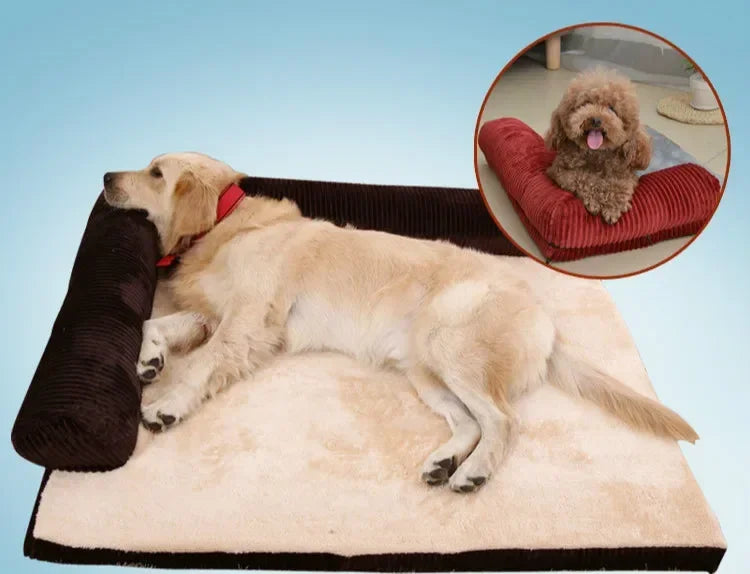 Warmes Cord Sofa Hundebett & Katzenhaus – Gepolsterte Plus-Size Hundematte für Kleine, Mittlere & Große Haustiere | Weicher Winterkorb | Haustier Sofa Haus