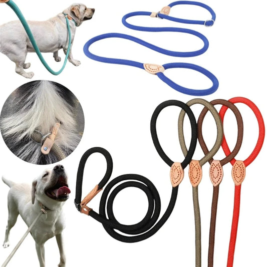 Robuste Geflochtene Hundeleine – 1.5M / 1.8M Slip Rope Trainingsleine mit Verstellbarer Schlaufe für Mittelgroße und Große Hunde