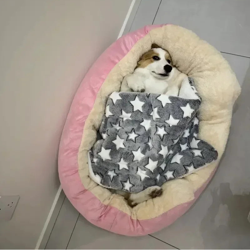 Sehr Weiches Warmes Hundebett – Flauschiger Haustierkorb & Katzenhaus Sofa für Mittelgroße und Große Hunde | Weiches Kissenbett Haustierzubehör