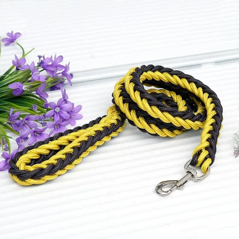 130cm Super Starke Nylon Hundeleine mit Verstellbarem Canvas Doppelreihen-Halsband – Für Mittelgroße und Große Hunde