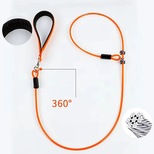 Stahlseil P-Ketten Hundeleine – Verstellbare P-Seil Leine mit Komfortgriff für Spaziergänge & Welpentraining | Robustes Haustierzubehör