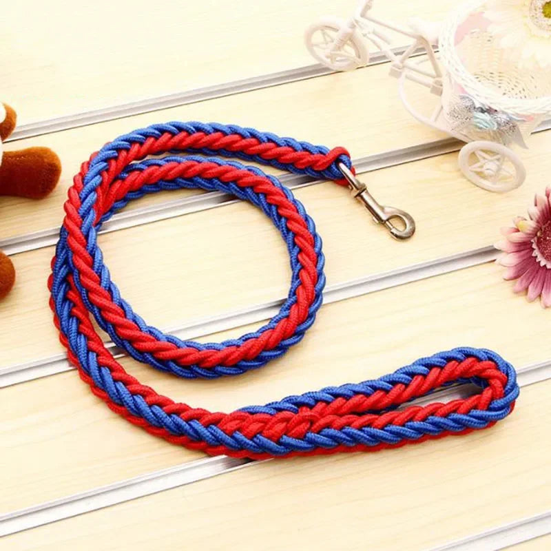 130cm Super Starke Nylon Hundeleine mit Verstellbarem Canvas Doppelreihen-Halsband – Für Mittelgroße und Große Hunde