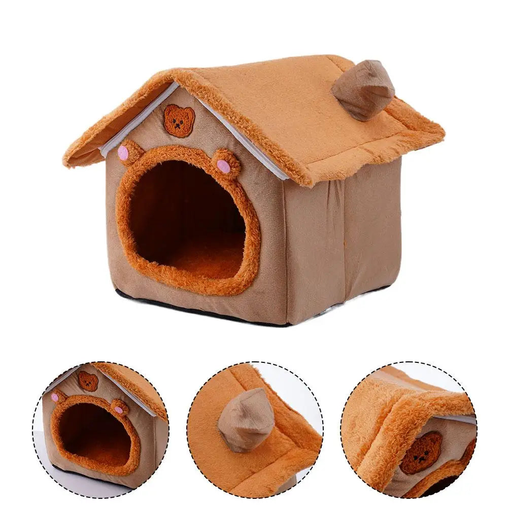 Faltbares Hunde- & Katzenhaus – Warmes Winter Haustier Nest mit Weicher Matte | Gemütliche Höhle für Kleine & Mittelgroße Haustiere