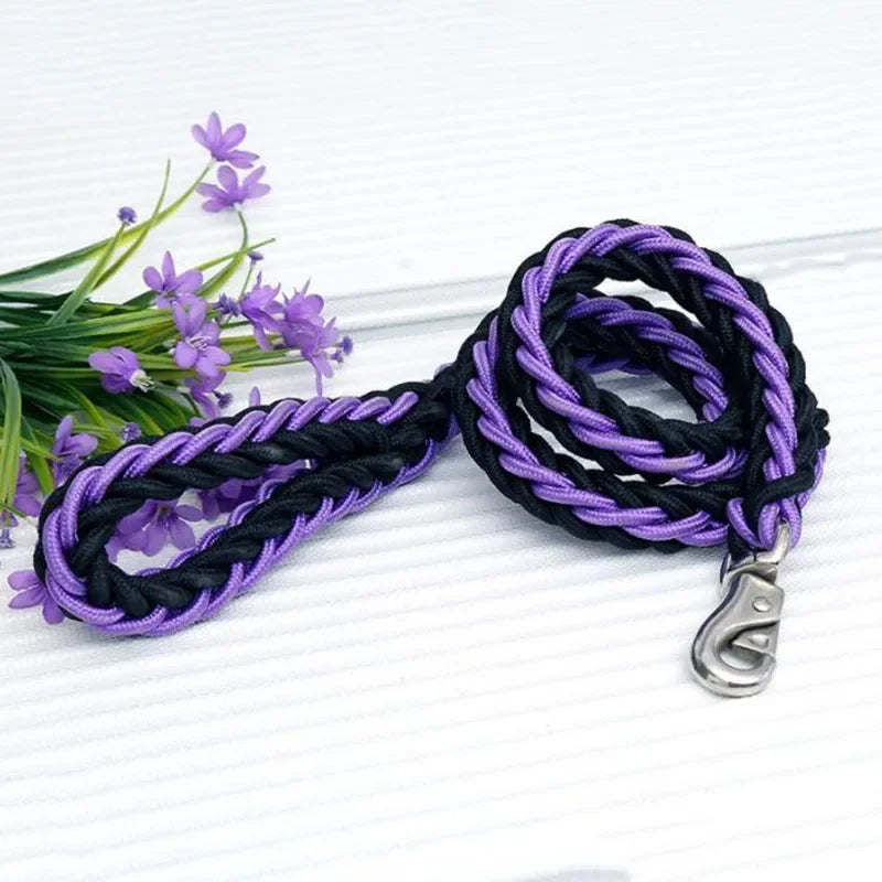 130cm Super Starke Nylon Hundeleine mit Verstellbarem Canvas Doppelreihen-Halsband – Für Mittelgroße und Große Hunde