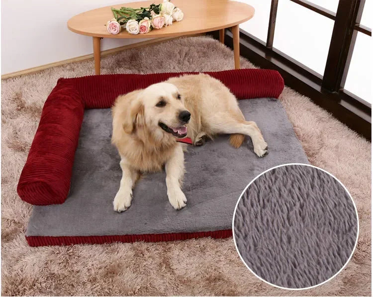Warmes Cord Sofa Hundebett & Katzenhaus – Gepolsterte Plus-Size Hundematte für Kleine, Mittlere & Große Haustiere | Weicher Winterkorb | Haustier Sofa Haus