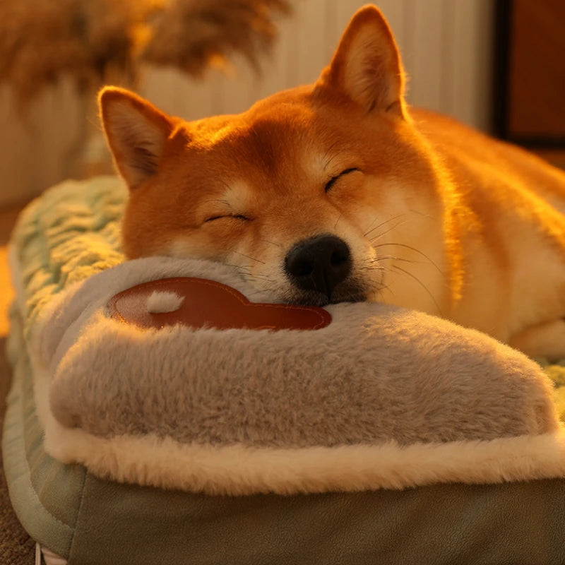 Beruhigendes Hundebett – Luxuriöse Haustiermatte mit Kissen und Abnehmbarem Bezug | Weiches Schaumkissen-Schlafbett für Kleine und Große Hunde