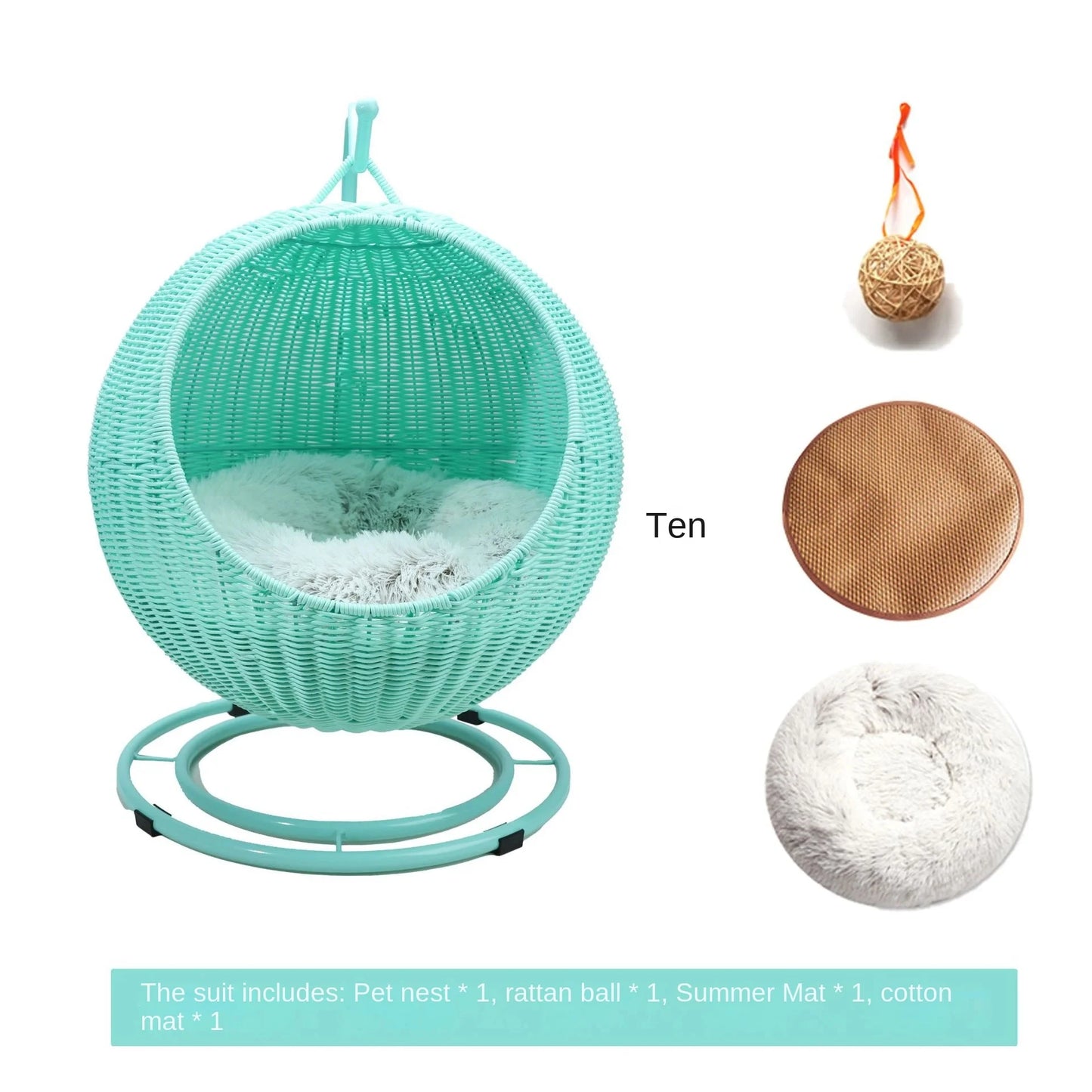 Vierjahreszeiten Rattan Haustierkennel – Kühles Sommer Katzen- & Hundekörbchen mit Hängefunktion | Universelle Haustiermatte für Ganzjährigen Komfort