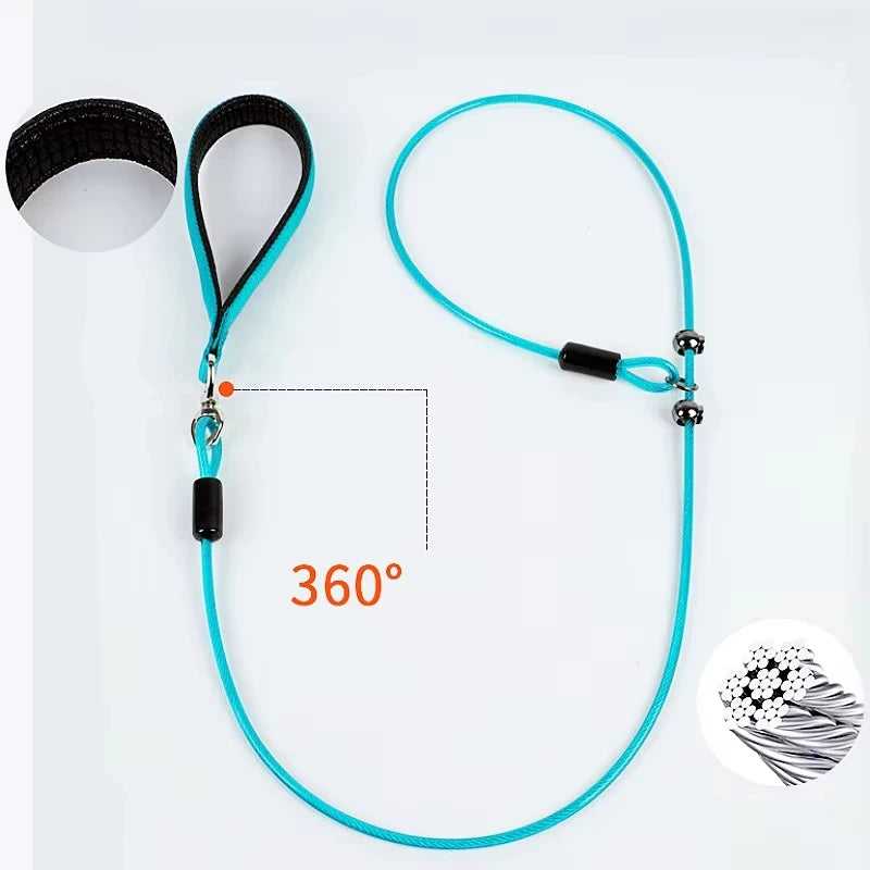 Stahlseil P-Ketten Hundeleine – Verstellbare P-Seil Leine mit Komfortgriff für Spaziergänge & Welpentraining | Robustes Haustierzubehör