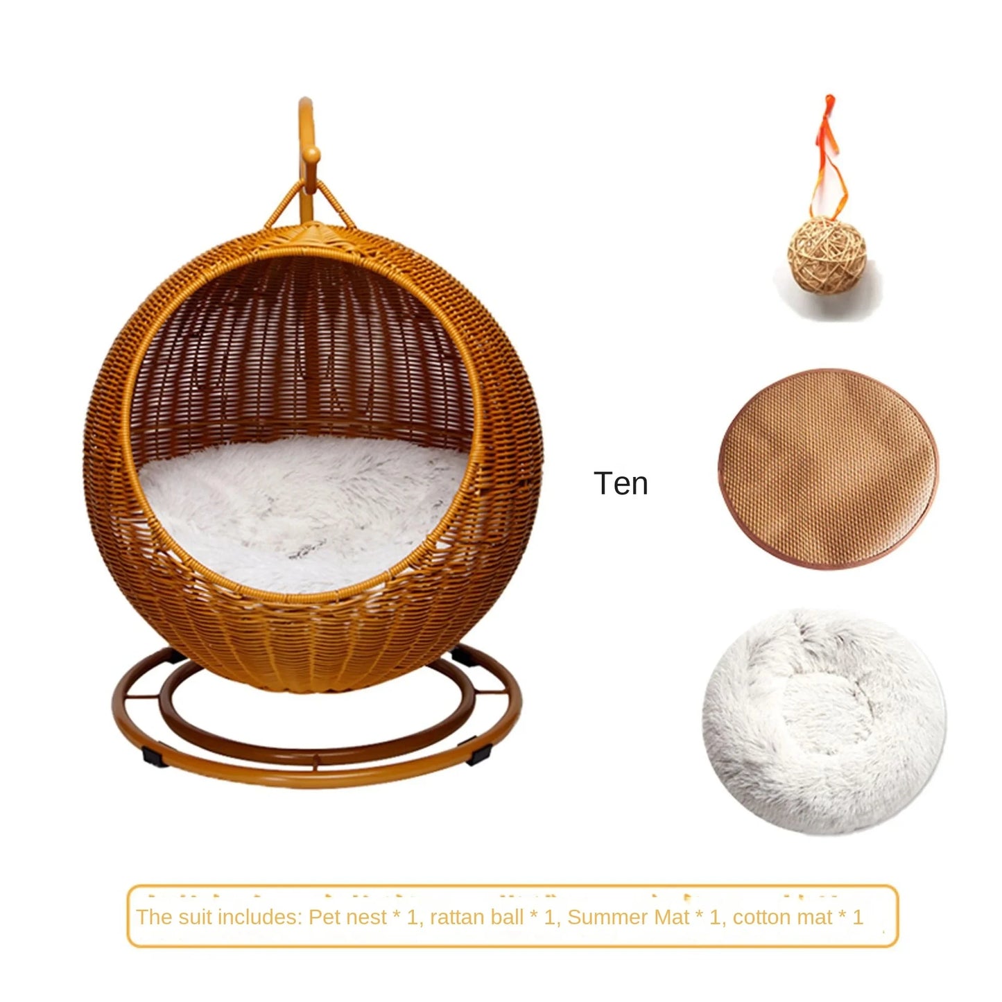 Vierjahreszeiten Rattan Haustierkennel – Kühles Sommer Katzen- & Hundekörbchen mit Hängefunktion | Universelle Haustiermatte für Ganzjährigen Komfort