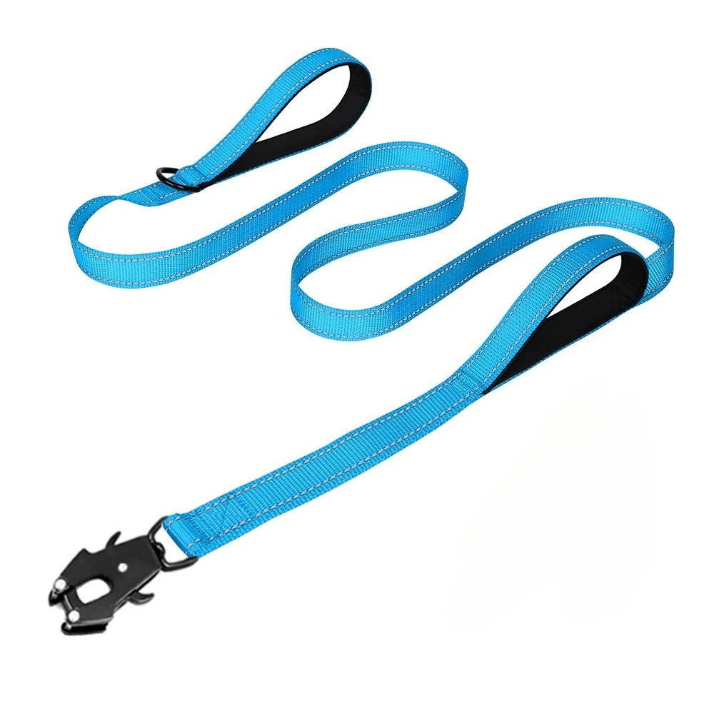 Robuste Reflektierende Nylon Hundeleine – Outdoor-Leine mit Weich Gepolsterten Zwei Griffen und Auto-Lock Frog Clip